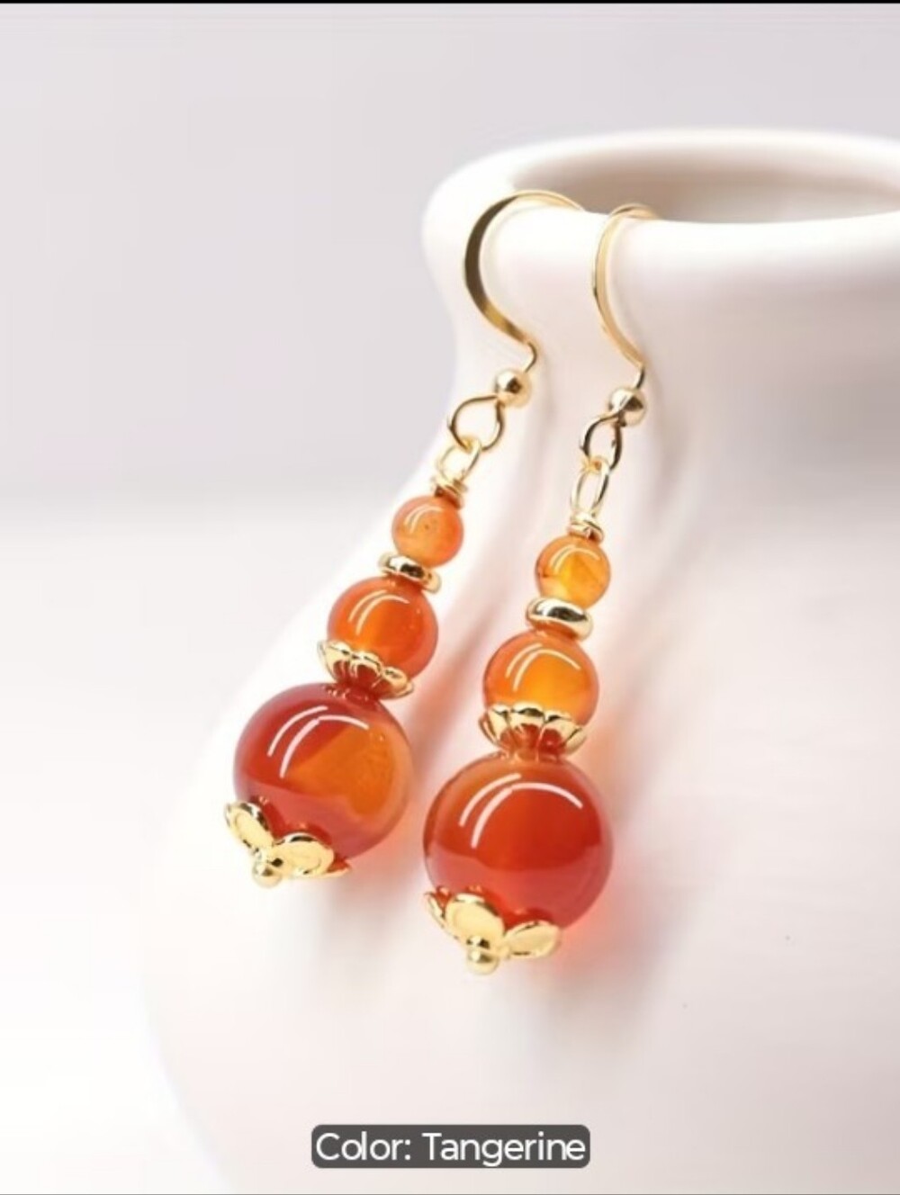 Natural Raw Color Agate Earrings Tower-Shaped Design Ear Jewelry Ear Drop earrin